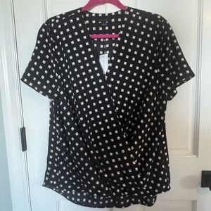 Ann Taylor Black and White Wrap Blouse